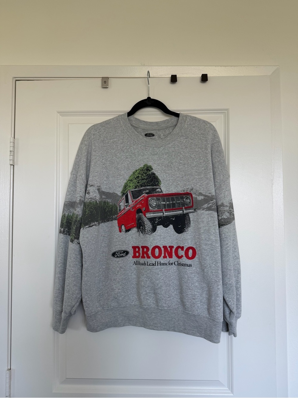 Ford Gray Crewneck Sweatshirt with Red Bronco Graphic